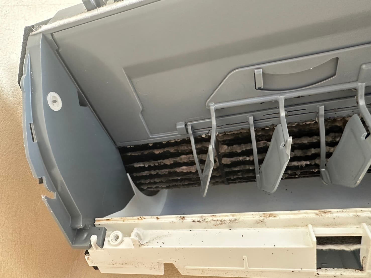 クリーニング前のエアコン内部